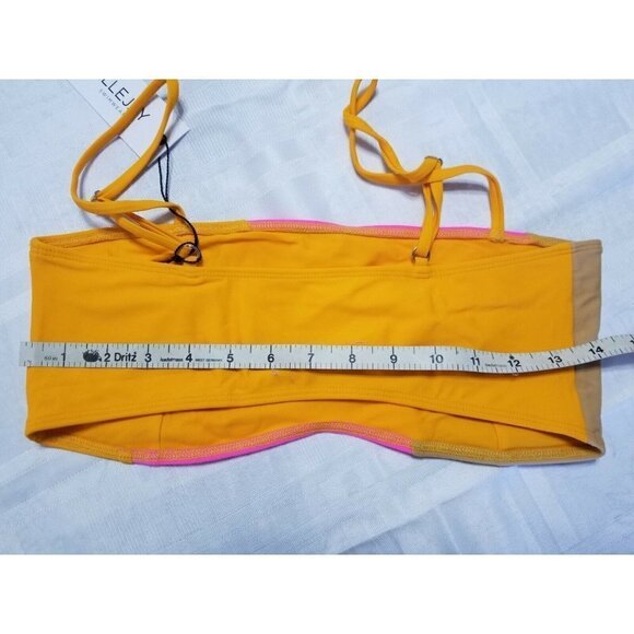 Ellejay Lauren Bikini Swim Top Neon Pink OrangeColorblock Size Large - Picture 4 of 5